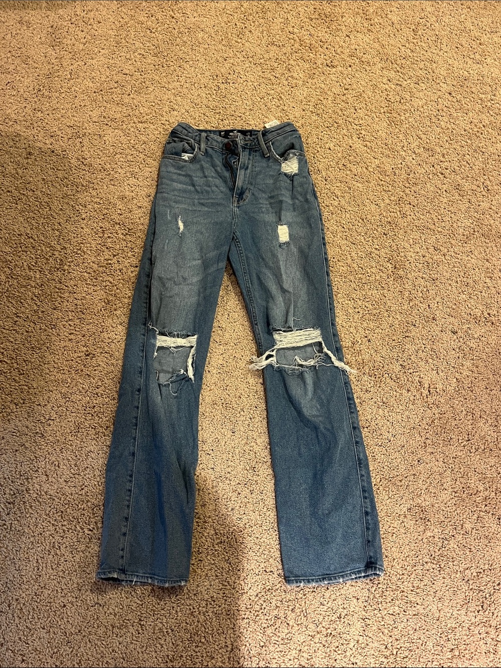 Hollister Distressed Straight-Leg Jeans - Dark Blue